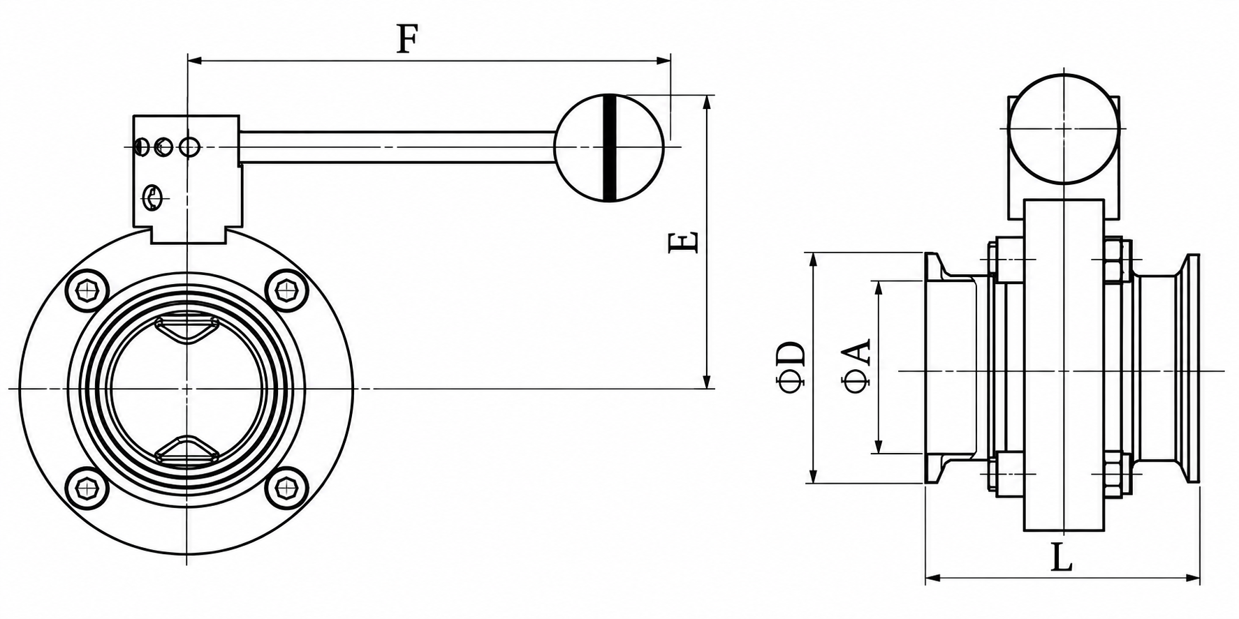 Clamp Quick-install Two-piece Butterfly Valve Clamp Quick-install Two-piece Butterfly Valve