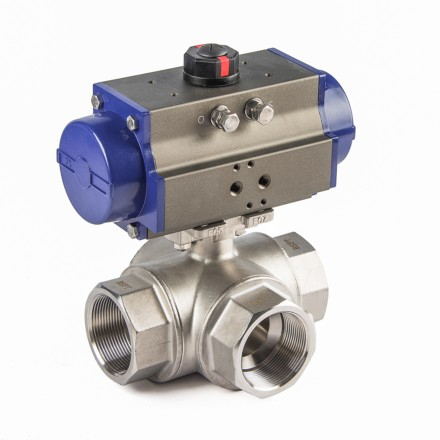 Pneumatic 3-way Thread Ball Valves - Buy Pneumatic 3-way Thread Ball 